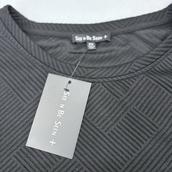 SEE AND BE SEEN Womens Black Textured 2 Piece Wide Leg Crochet Detail Boho SZ 2X - Picture 12 of 16